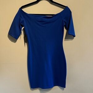 Talula Royal Blue Off-Shoulder Mini Dress